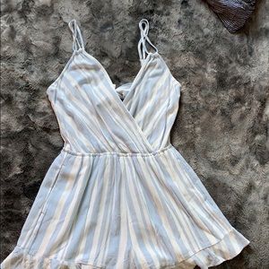 light blue and white romper from american eagle